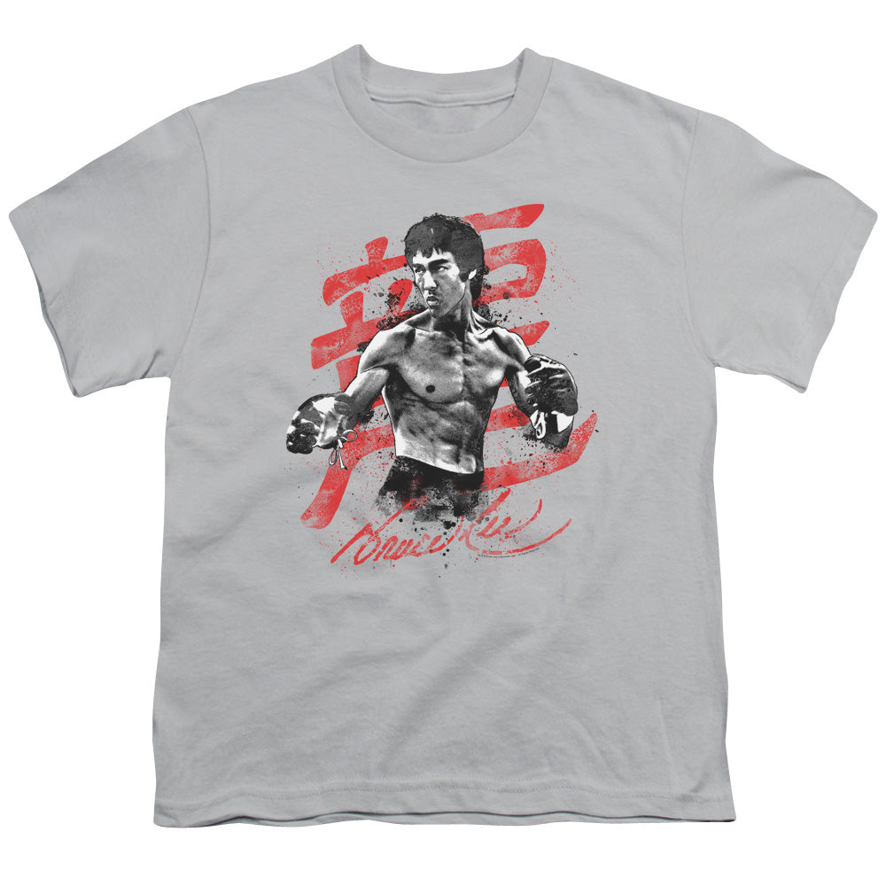 Bruce Lee - Ink Splatter - Short Sleeve Youth 18/1 - Silver T-shirt