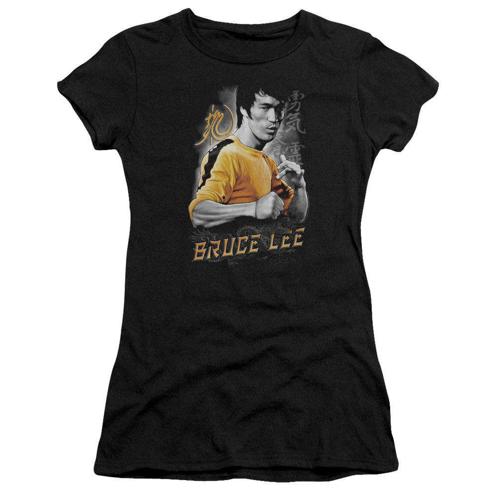 Bruce Lee - Yellow Dragon - Short Sleeve Junior Sheer - Black T-shirt