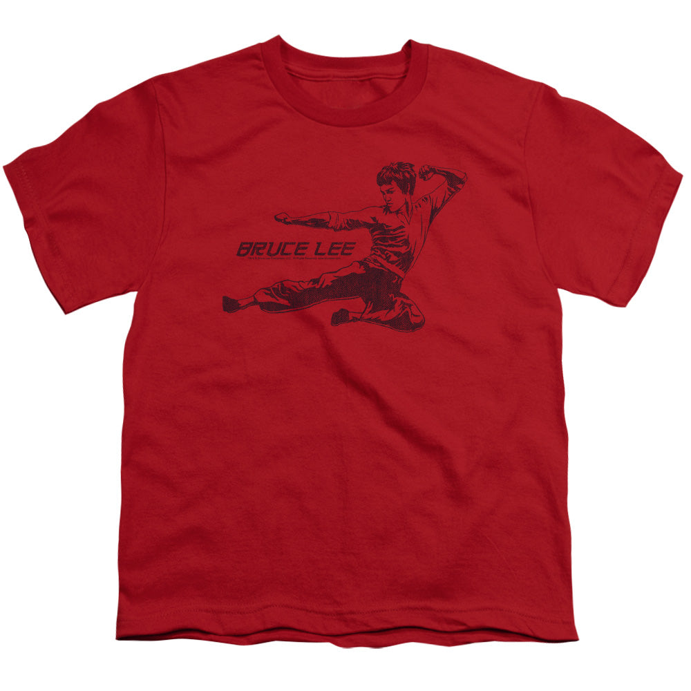 Bruce Lee - Line Kick - Short Sleeve Youth 18/1 - Red T-shirt