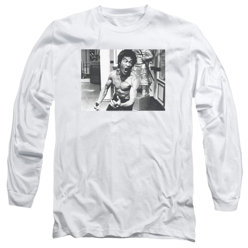 Bruce Lee - Full Of Fury - Long Sleeve Adult 18/1 - White T-shirt