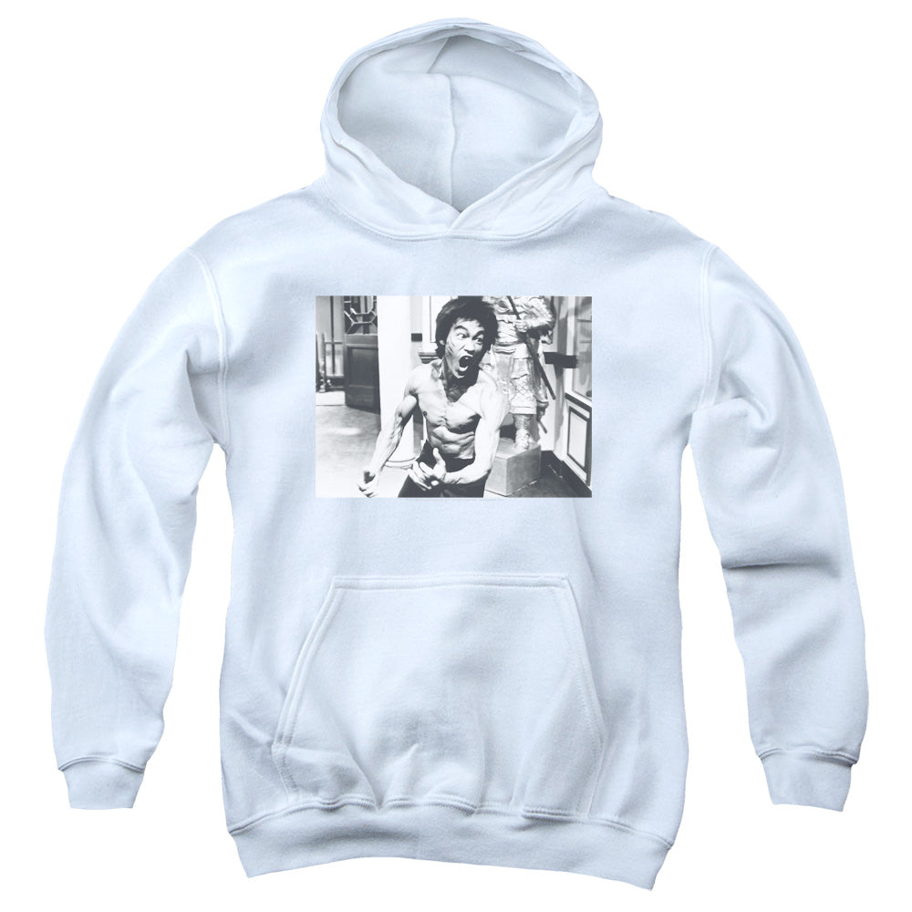 Bruce Lee Full Of Fury-youth Pull-over Hoodie - White