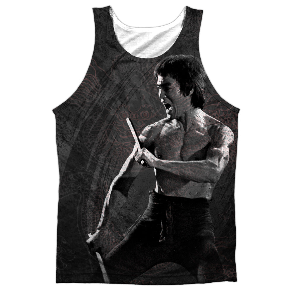 Bruce Lee - Dragon Print - Adult 100% Poly Tank Top - White