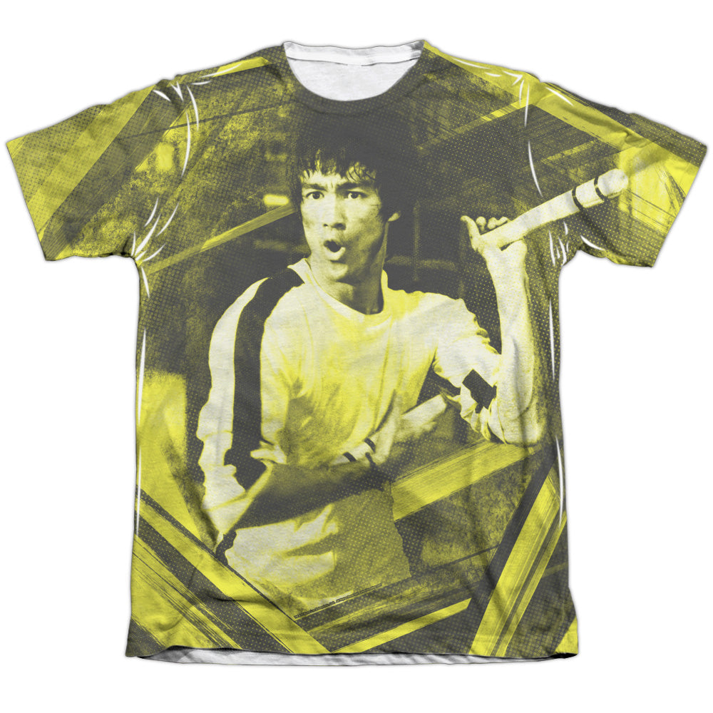 BRUCE LEE STRIPES - ADULT 65/35 POLY/COTTON S/S TEE - WHITE T-Shirt