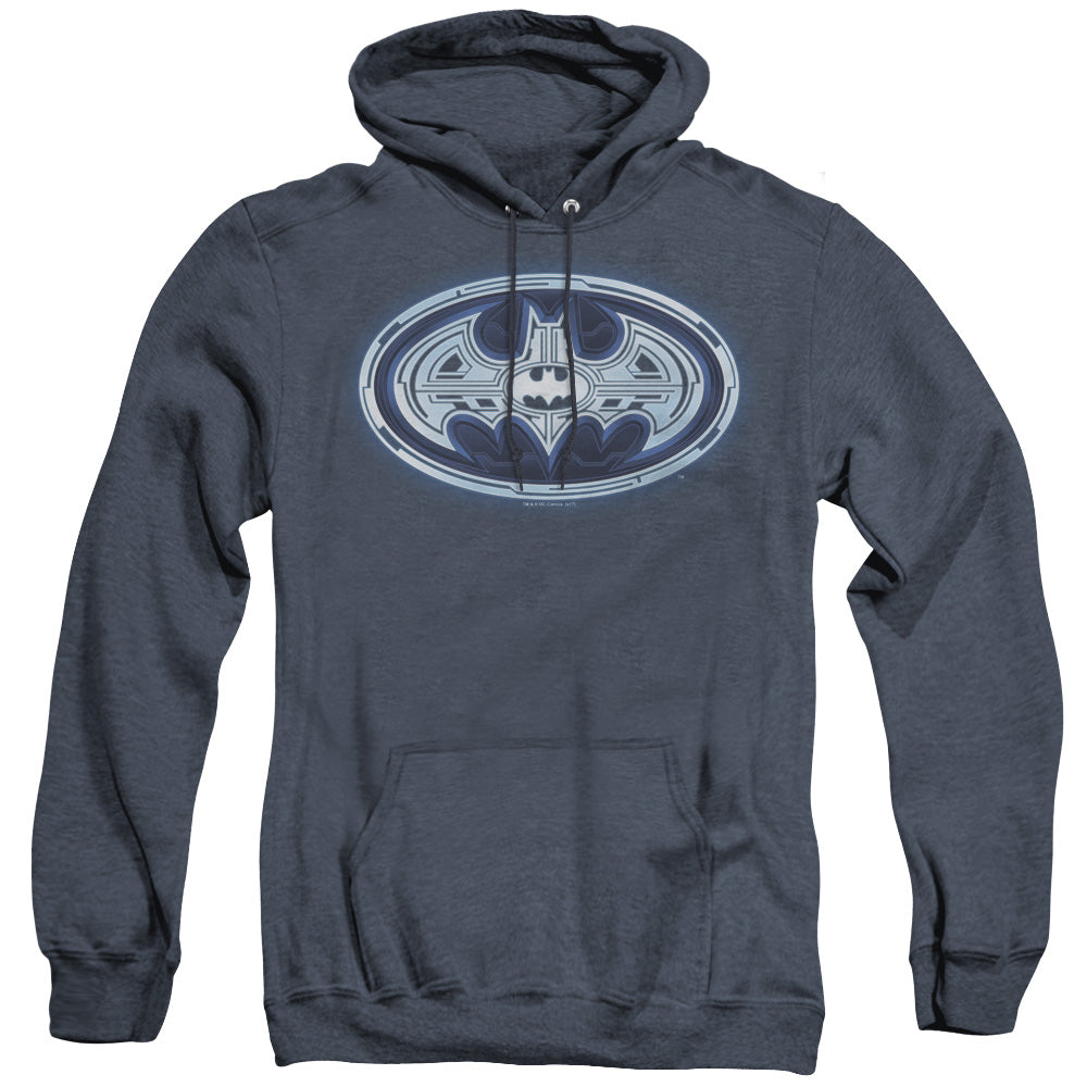 Batman - Cyber Bat Shield - Adult Heather Hoodie - Navy