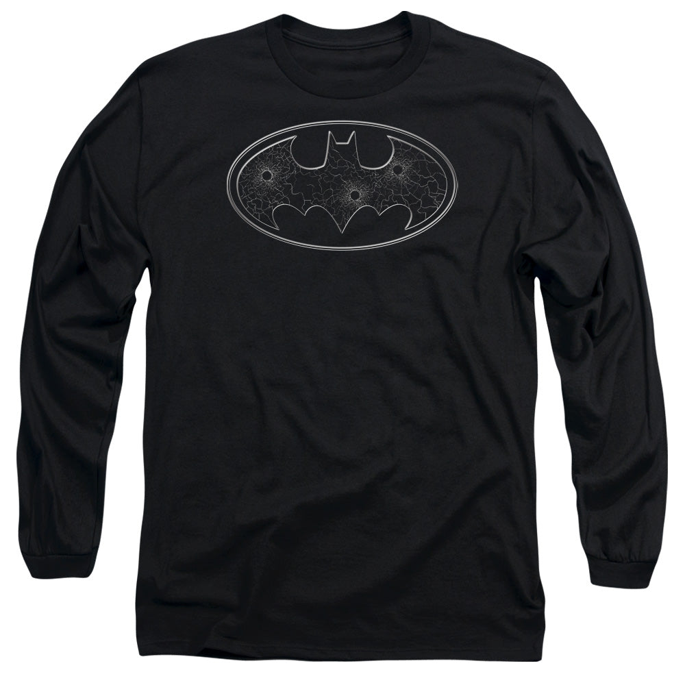 Batman - Glass Hole Logo - Long Sleeve Adult 18/1 - Black T-shirt