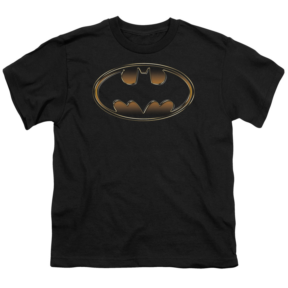 Batman - Black & Gold Embossed - Short Sleeve Youth 18/1 - Black T-shirt