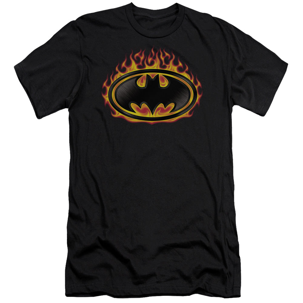 Batman - Bat Flames Shield - Short Sleeve Adult 30/1 - Black T-shirt