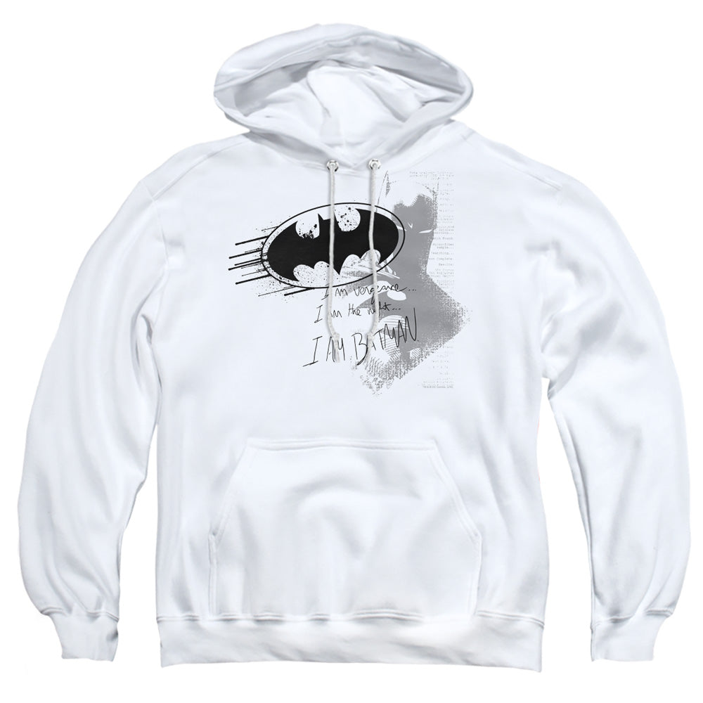 Batman - I Am Vengeance - Adult Pull-over Hoodie - White