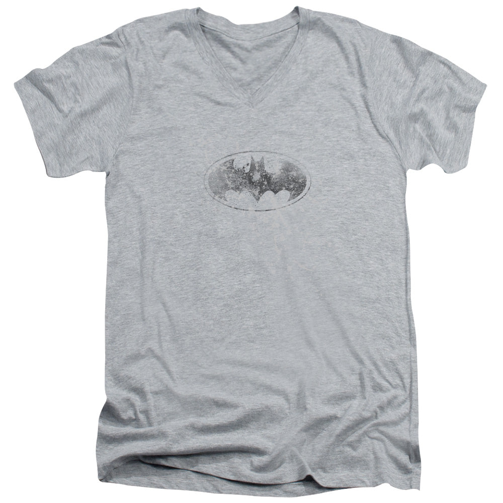 BATMAN BURNED & SPLATTERED - S/S ADULT V-NECK - ATHLETIC HEATHER T-Shirt