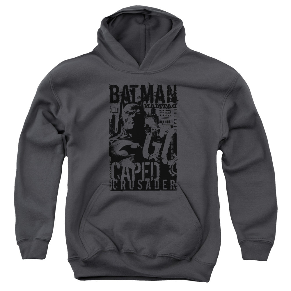 Batman - Caped Crusader - Youth Pull-over Hoodie - Charcoal