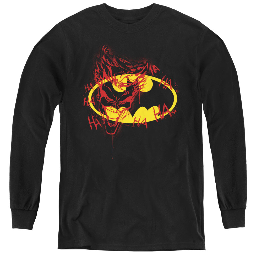 Batman - Joker Graffiti - Youth Long Sleeve Tee - Black