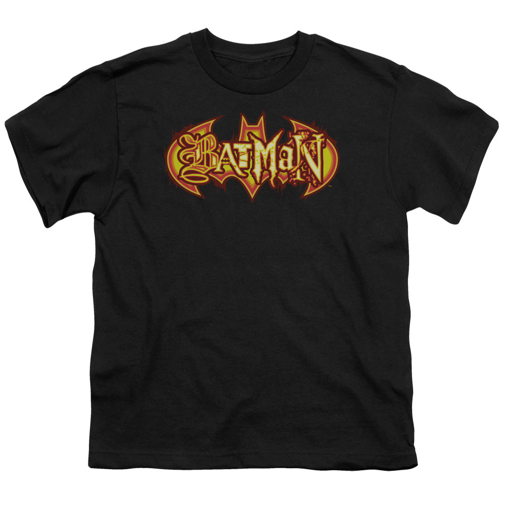 Batman - Fiery Shield - Short Sleeve Youth 18/1 - Black T-shirt