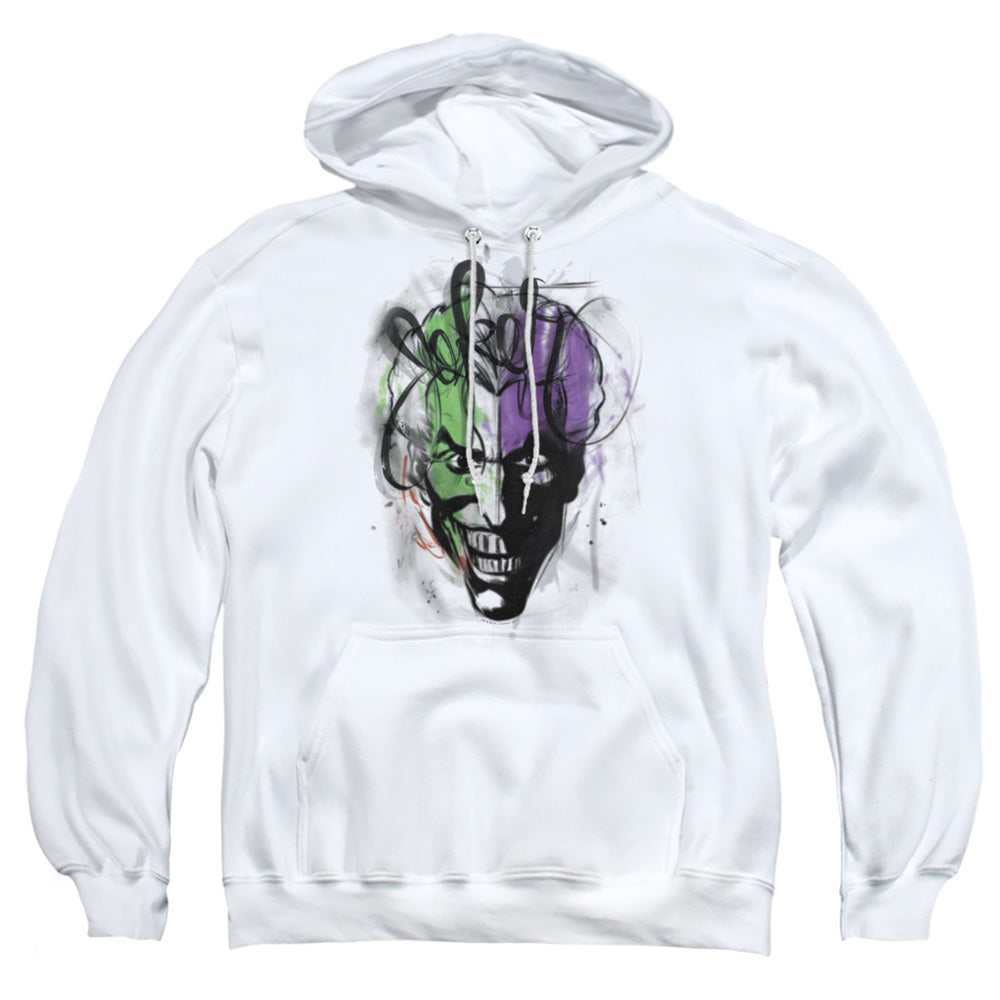 Batman - Joker Airbrush - Adult Pull-over Hoodie - White