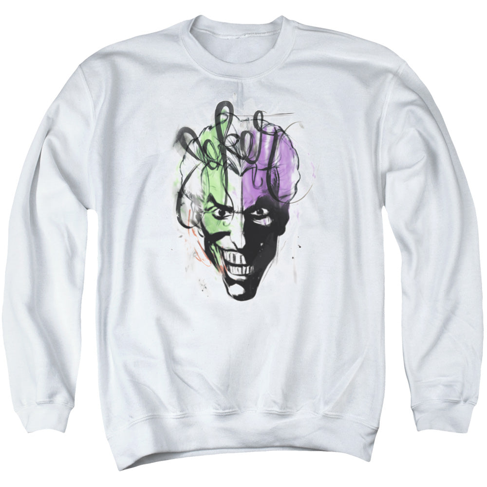 Batman - Joker Airbrush - Adult Crewneck Sweatshirt - White