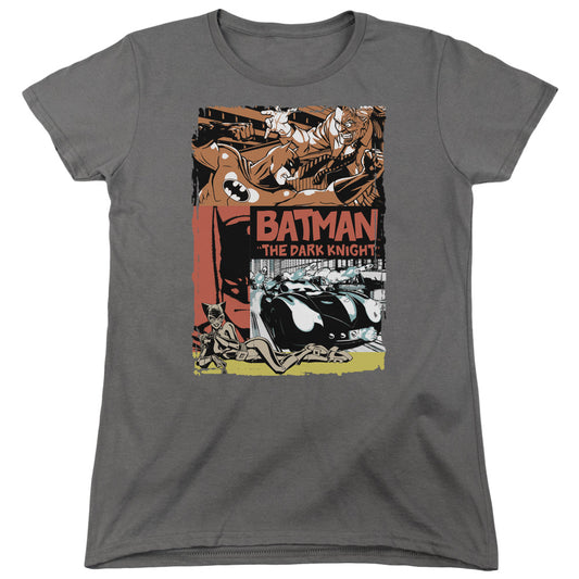 Batman - Old Movie Poster - Short Sleeve Womens Tee - Charcoal T-shirt