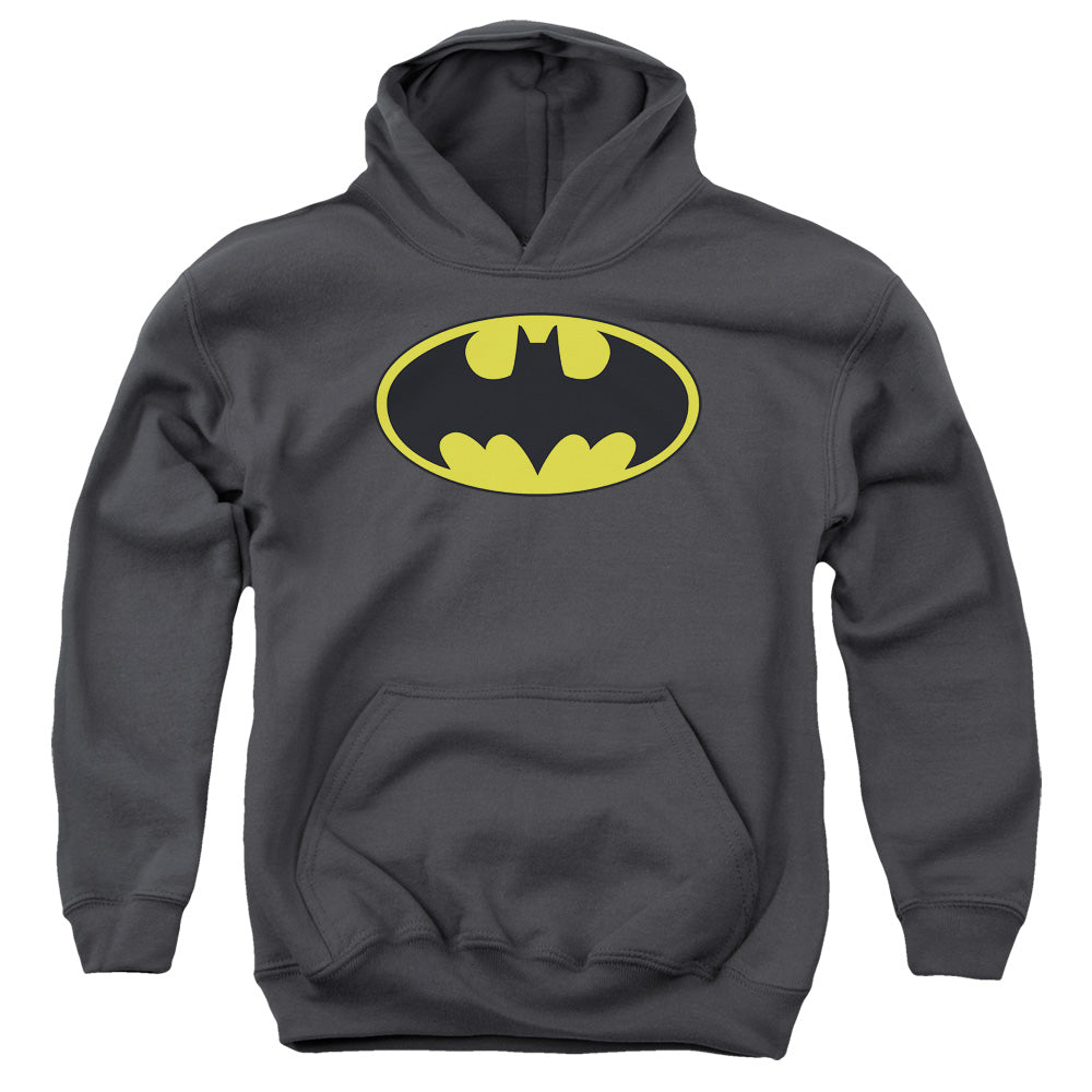 Batman Classic Bat Logo-youth Pull-over Hoodie - Charcoal