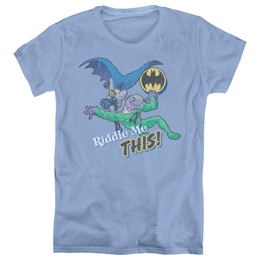 Batman - Riddle Me This - Short Sleeve Womens Tee - Carolina Blue T-shirt