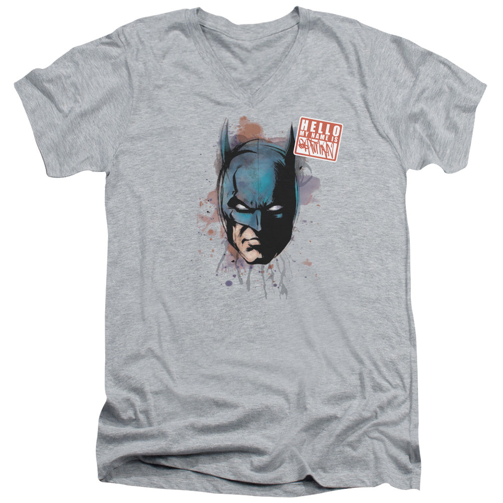 BATMAN HELLO - S/S ADULT V-NECK - ATHLETIC HEATHER T-Shirt