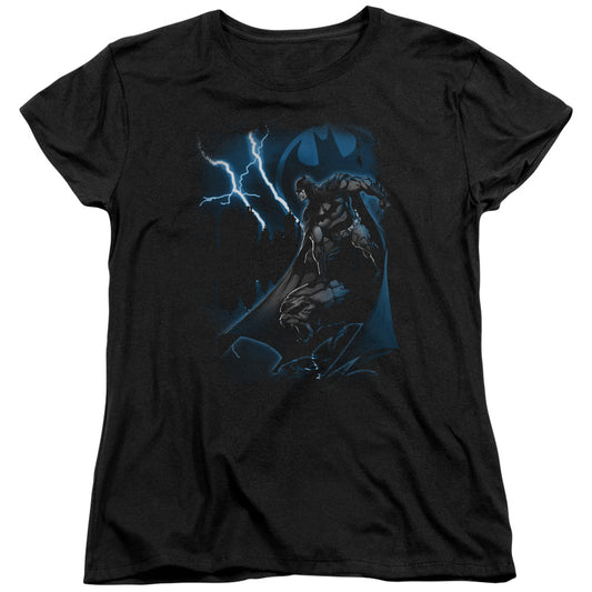 Batman - Lightning Strikes - Short Sleeve Womens Tee - Black T-shirt