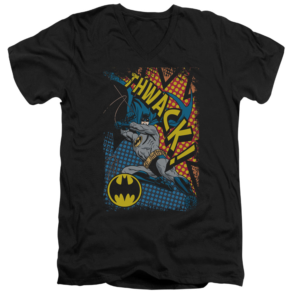 Batman - Thwack - Short Sleeve Adult V-neck - Black T-shirt