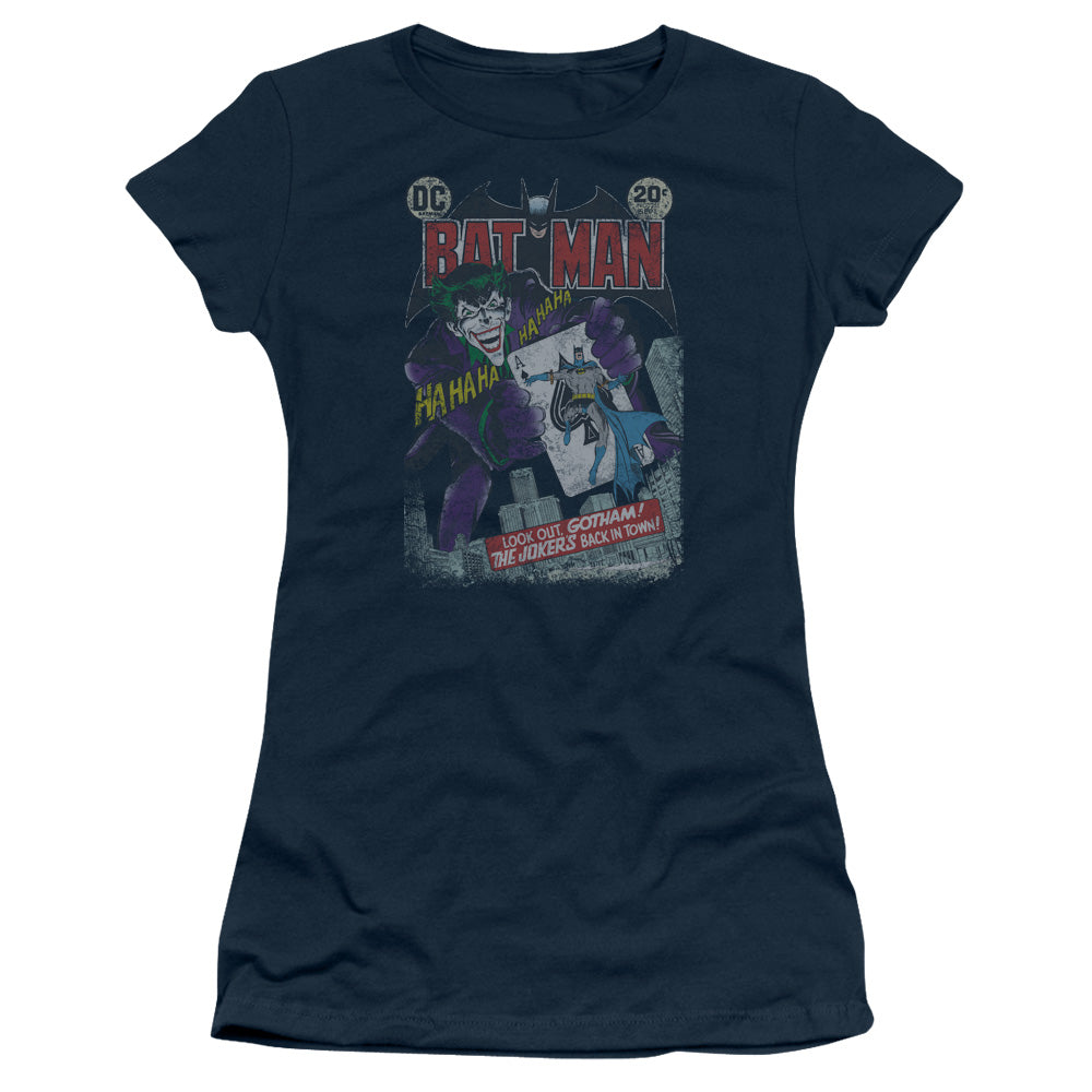 Batman - #251 Distressed - Short Sleeve Junior Sheer - Navy T-shirt