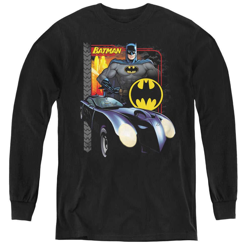 Batman Bat Racing - Youth Long Sleeve Tee - Black