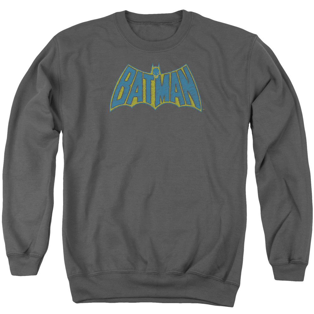 Batman - Sketch Logo - Adult Crewneck Sweatshirt - Charcoal