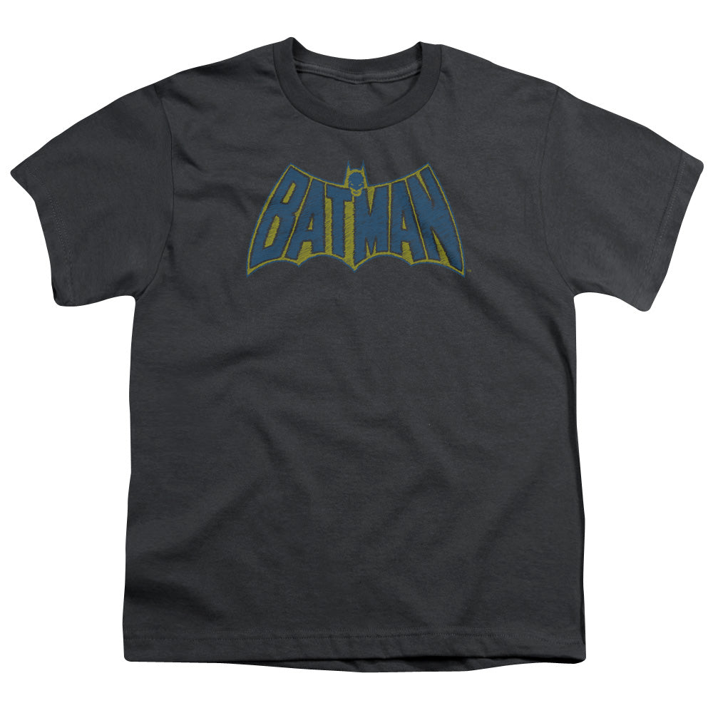 Batman - Sketch Logo - Short Sleeve Youth 18/1 - Charcoal T-shirt