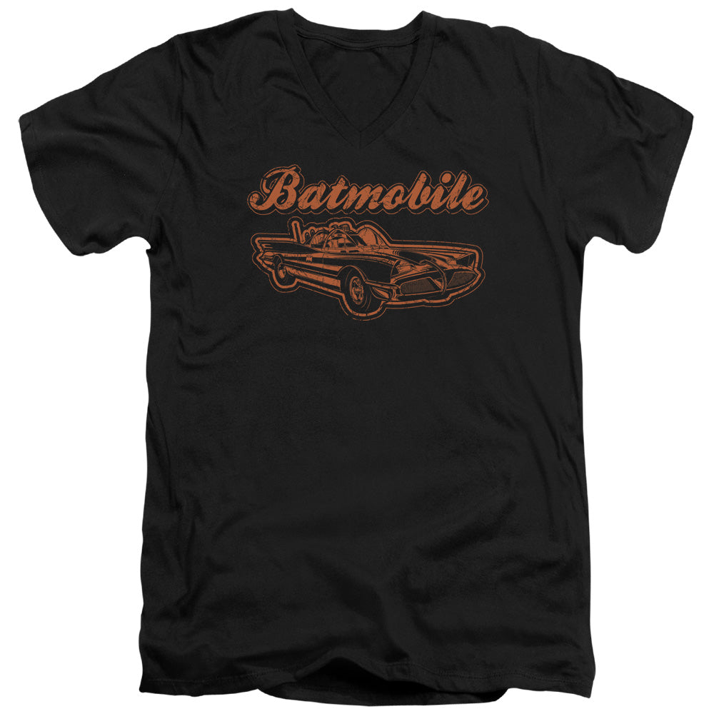 Batman - Batmobile - Short Sleeve Adult V-neck - Black T-shirt