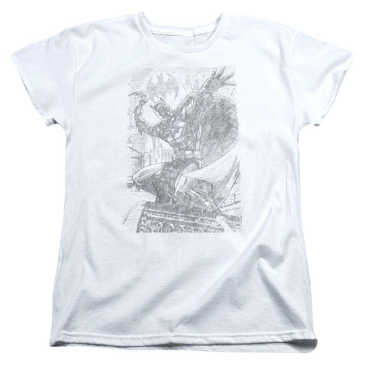 Batman - Pencil Batarang Throw - Short Sleeve Womens Tee - White T-shirt
