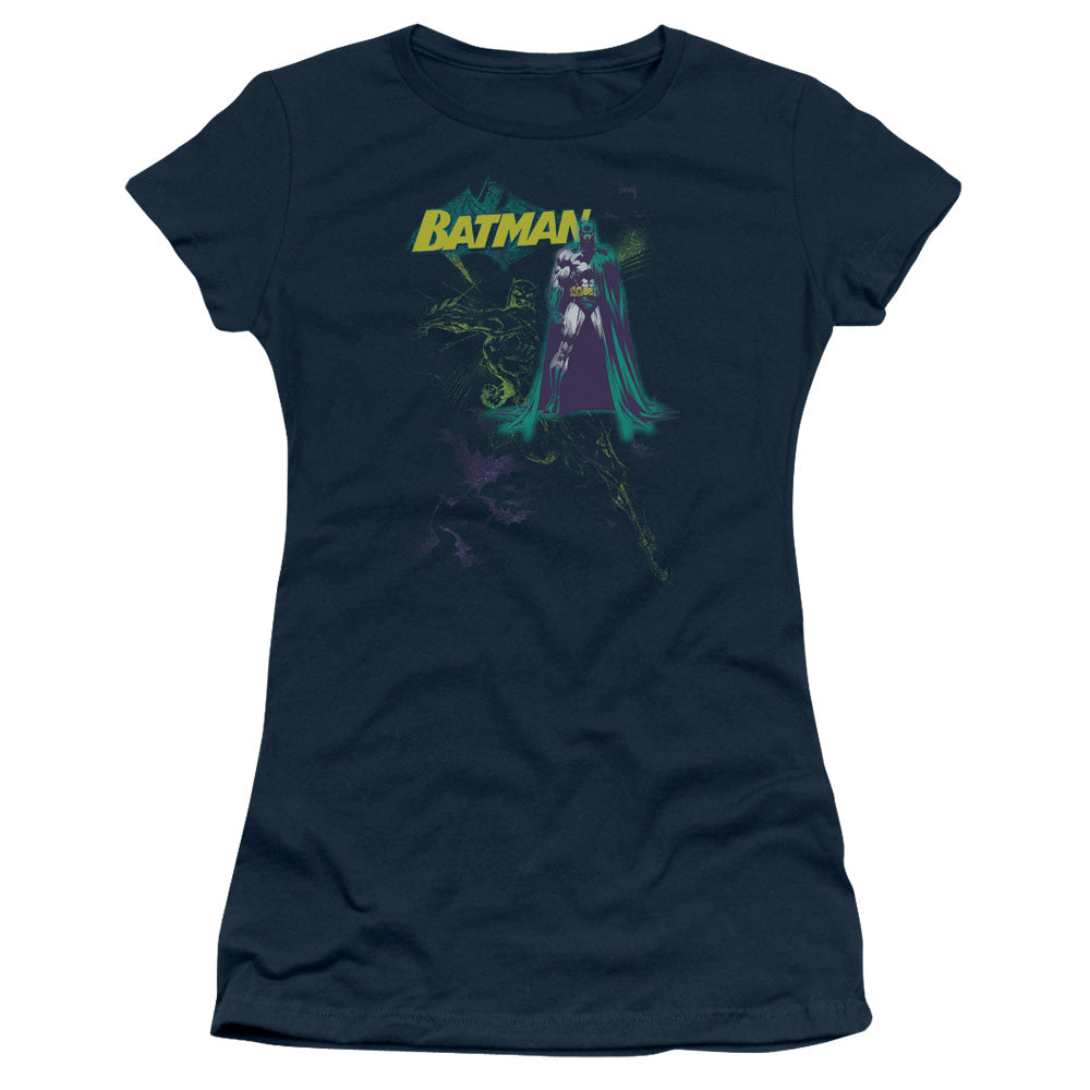 Batman - Bat Spray - Short Sleeve Junior Sheer - Navy T-shirt