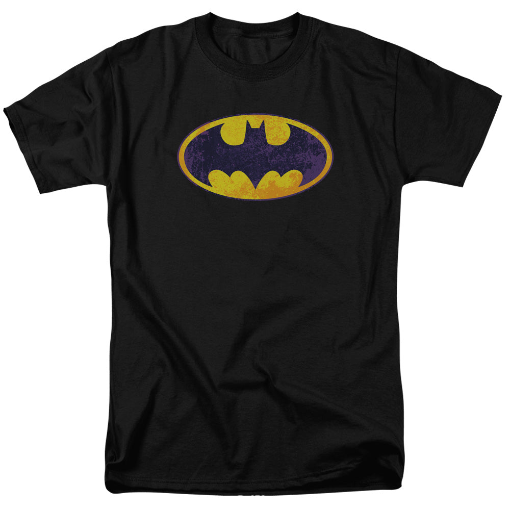 Batman - Bm Neon Distress Logo - Short Sleeve Adult 18/1 - Black T-shirt