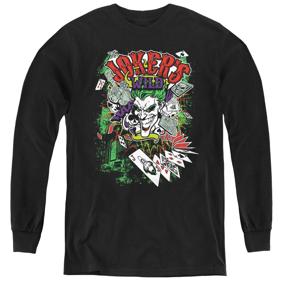 Batman - Jokers Wild - Youth Long Sleeve Tee - Black