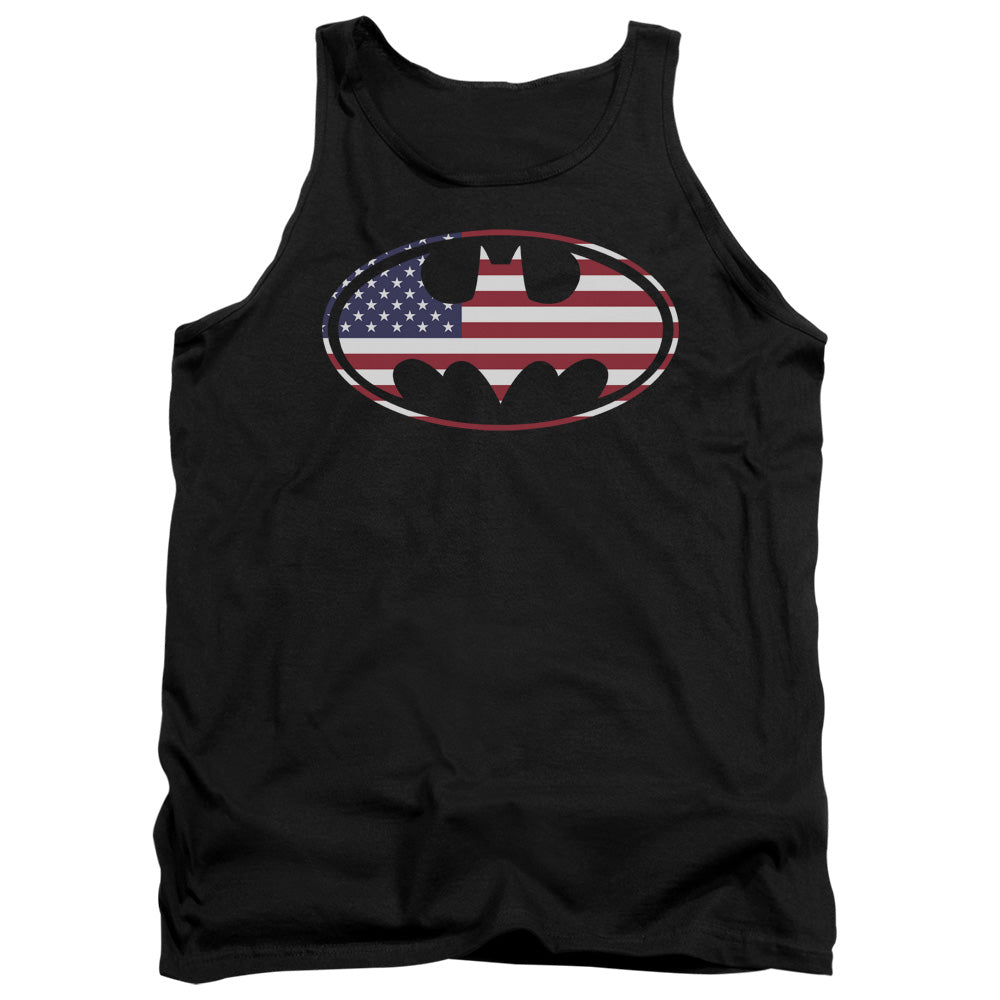 Batman - American Flag Oval - Adult Tank - Black