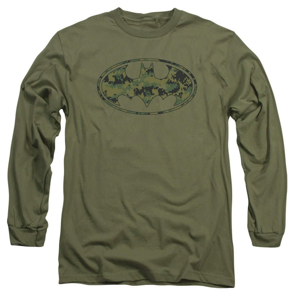 Batman - Marine Camo Shield - Long Sleeve Adult 18/1 - Military Green T-shirt