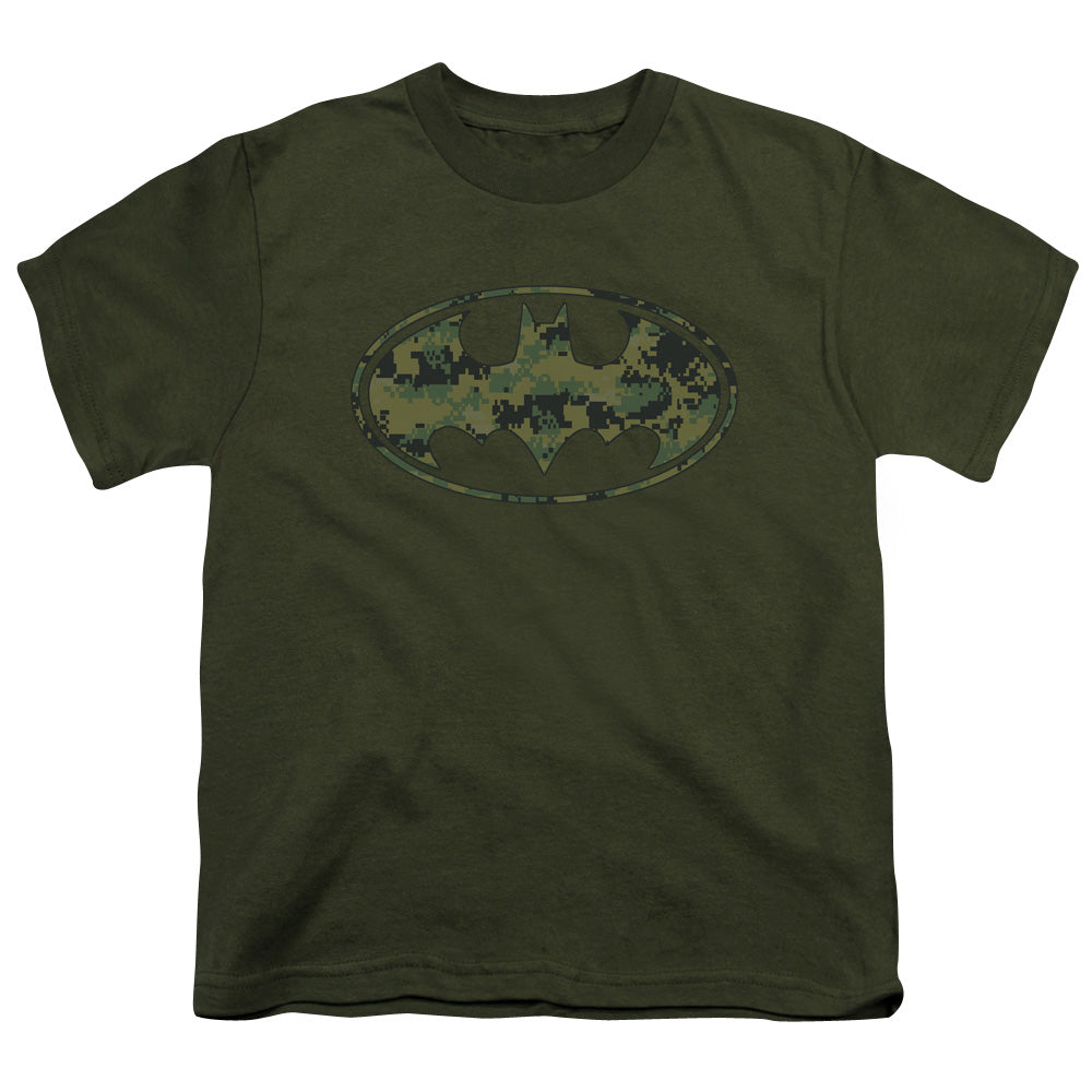 Batman - Marine Camo Shield - Short Sleeve Youth 18/1 - Military Green T-shirt