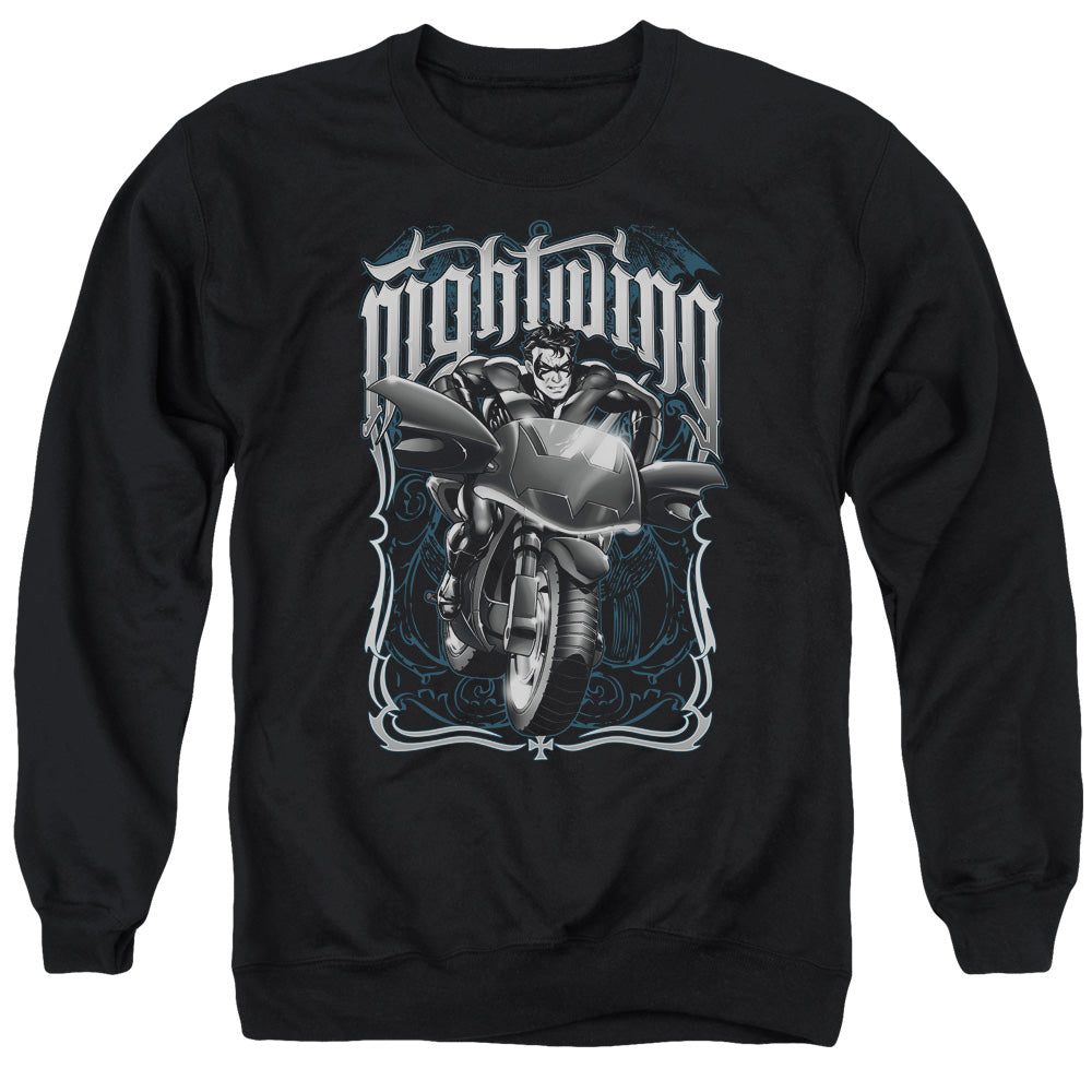 Batman - Nightwing Biker - Adult Crewneck Sweatshirt - Black