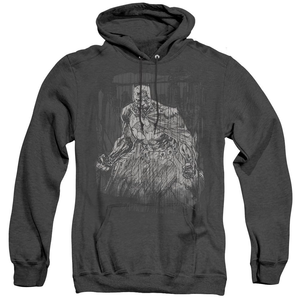 Batman - Pencilled Rain - Adult Heather Hoodie - Black