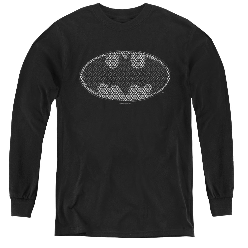 Batman - Chainmail Shield - Youth Long Sleeve Tee - Black