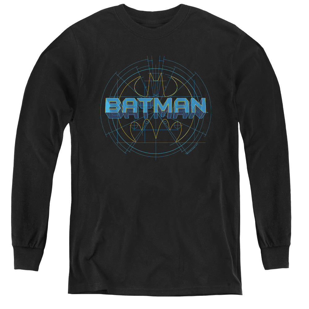 Batman - Bat Tech Logo - Youth Long Sleeve Tee - Black