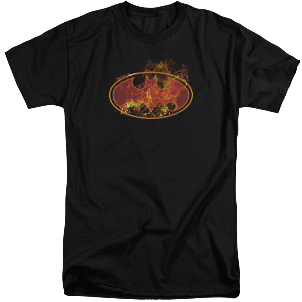 Batman - Flames Logo - Short Sleeve Adult Tall - Black T-shirt