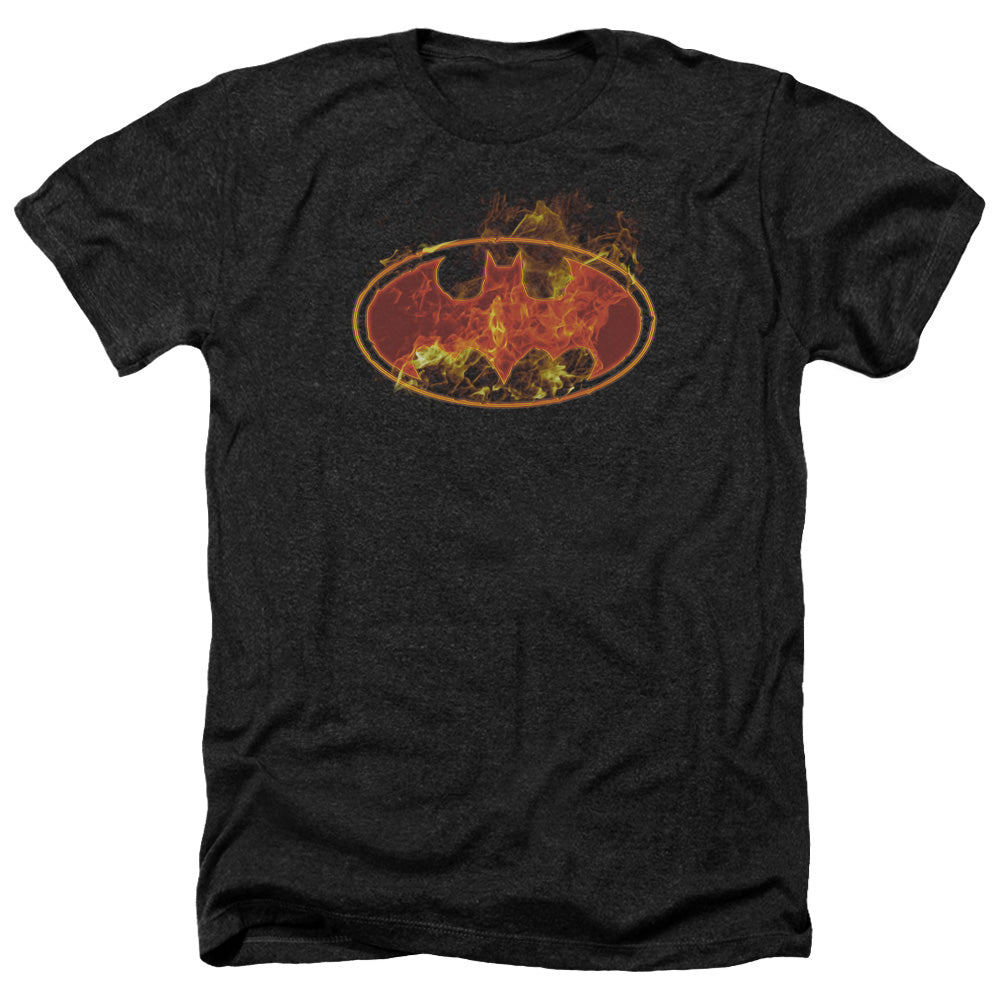 Batman - Flames Logo - Adult Heather-black