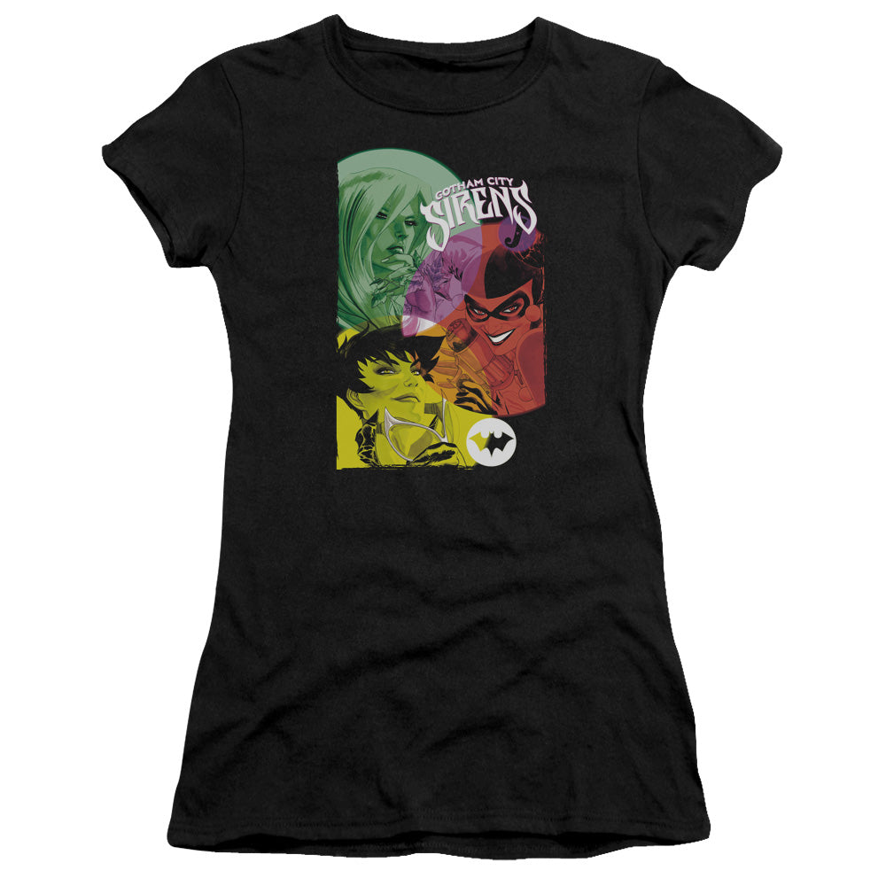 Batman - Gotham Sirens - Short Sleeve Junior Sheer - Black T-shirt