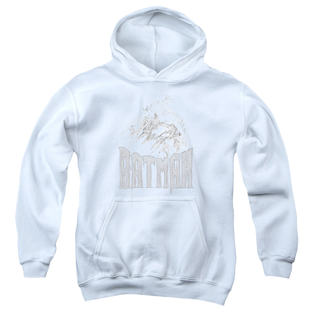 Batman - Knight Sketch - Youth Pull-over Hoodie - White