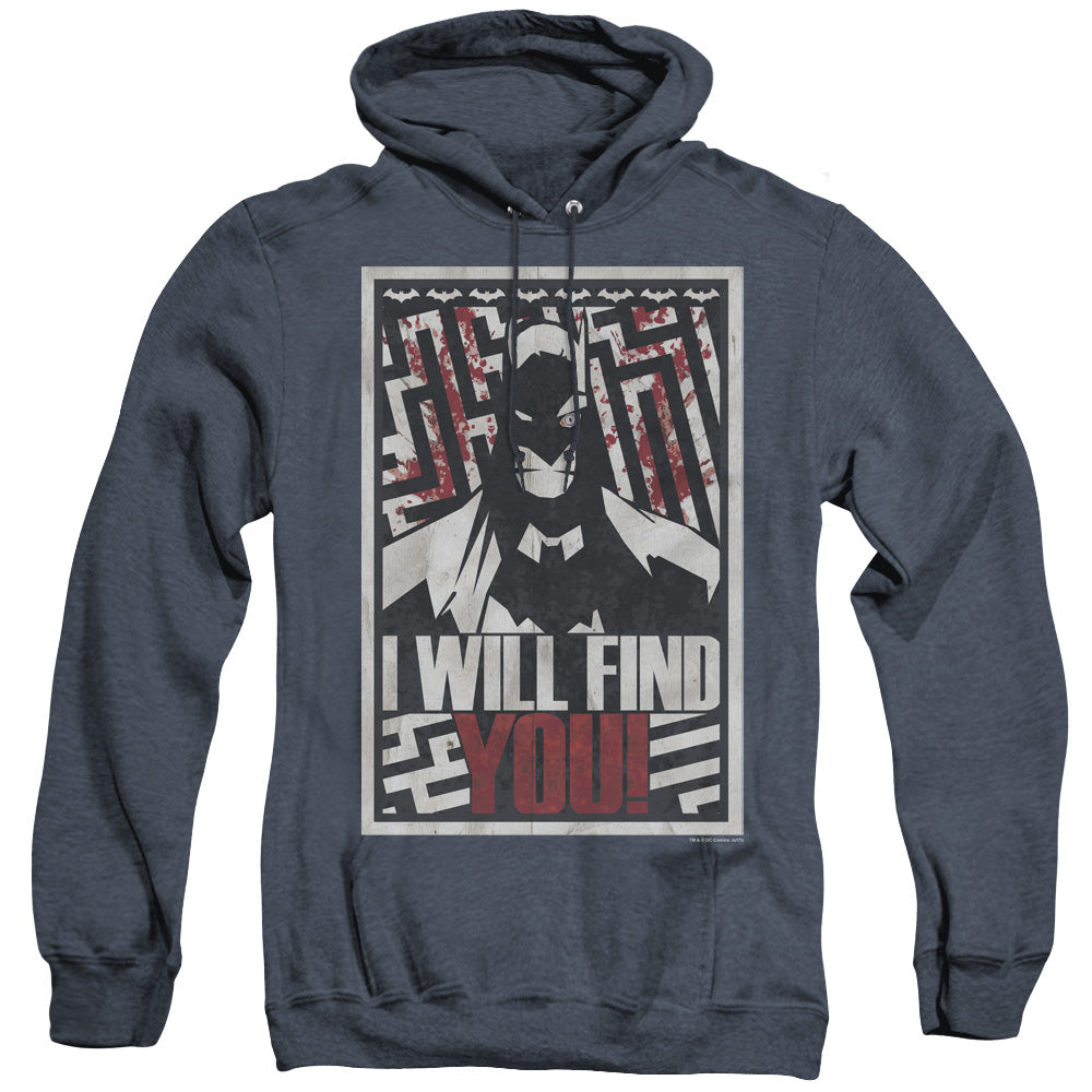 Batman - I Will Fnd You - Adult Heather Hoodie - Navy