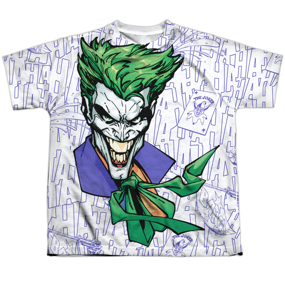 Batman - Laugh Clown Laugh - Short Sleeve Youth Poly Crew - White T-shirt