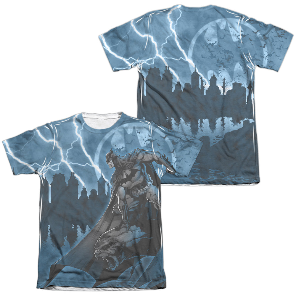 Batman - Lightning Strikes - Adult Poly/cotton Short Sleeve Tee - White T-shirt