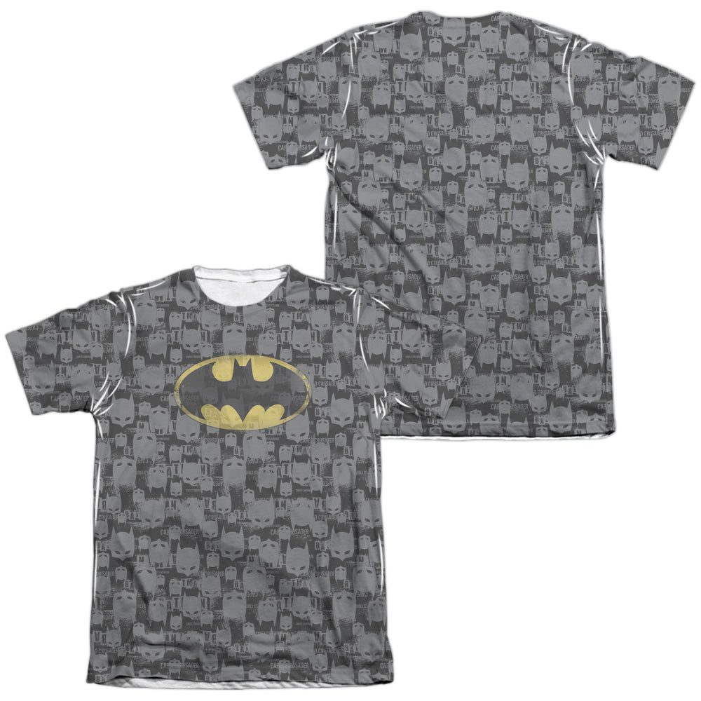 Batman - Caped Crusader Repeat (Front/back Print) - Adult 65/35 Poly/cotton Short Sleeve Tee - White T-shirt