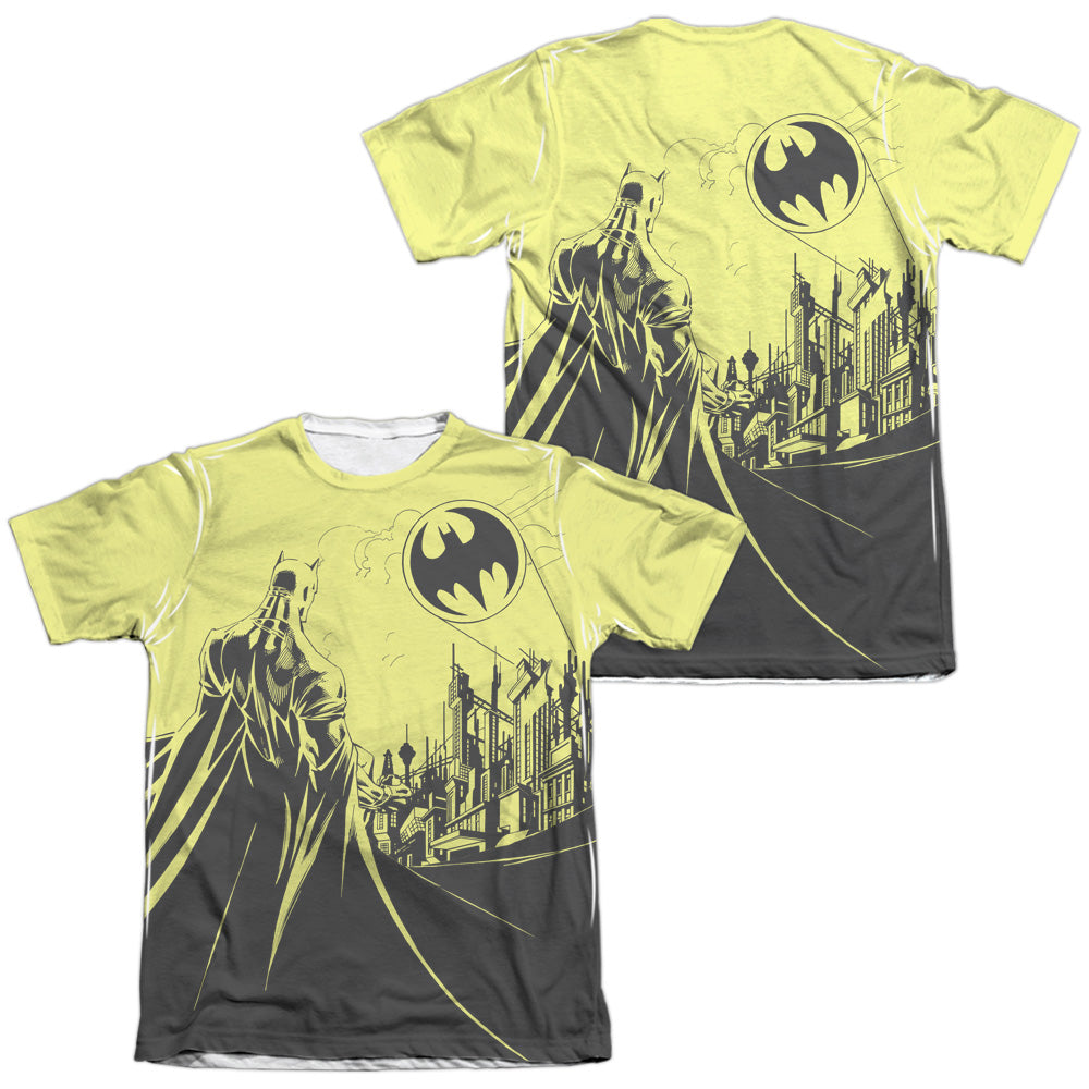 Batman - Bat Signal (Front/back Print) - Adult 65/35 Poly/cotton Short Sleeve Tee - White T-shirt