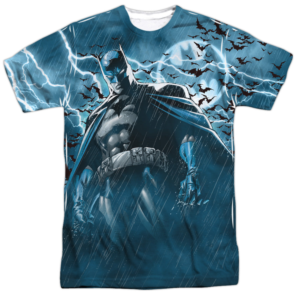 BATMAN STORMY KNIGHT -  S/S ADULT 100% POLY CREW - WHITE T-Shirt